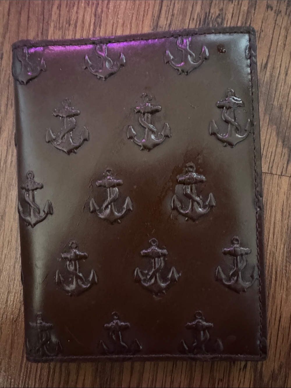 Jack Spade Brown Embossed Leather Passport Holder C1.B.2R